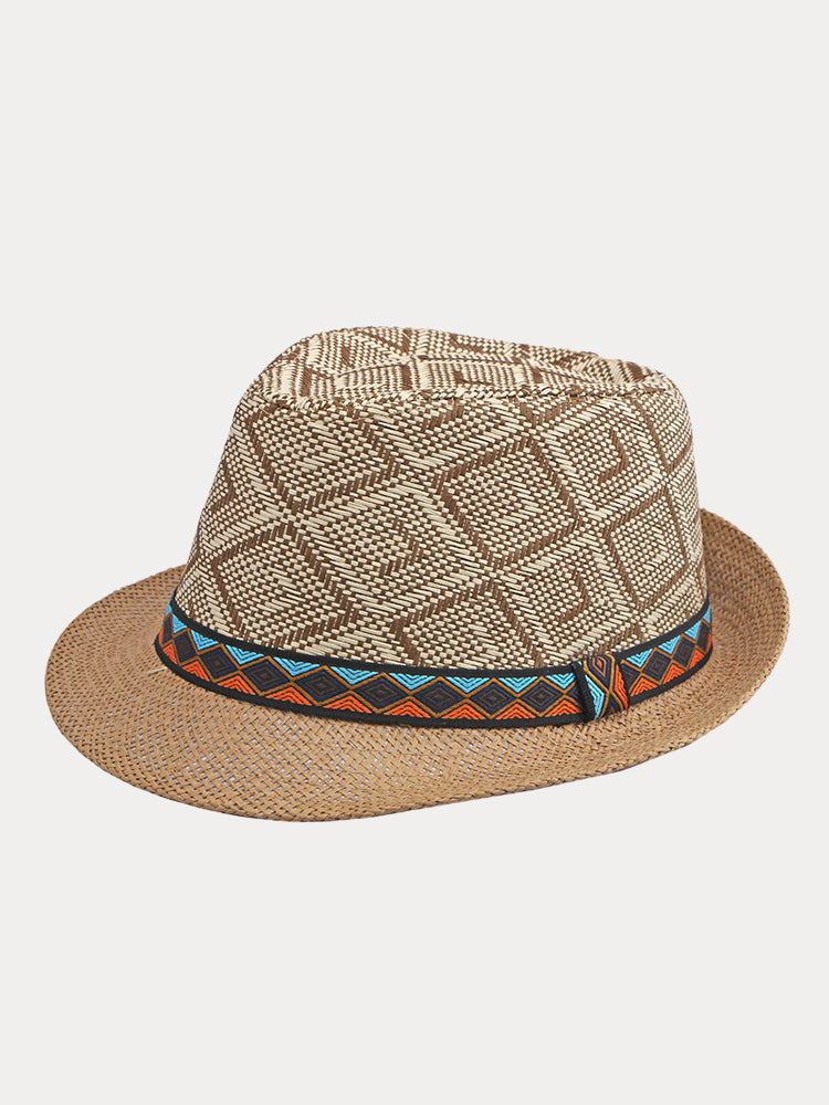 Western Cowboy Straw Sunshade Fedora Hat - PAT3