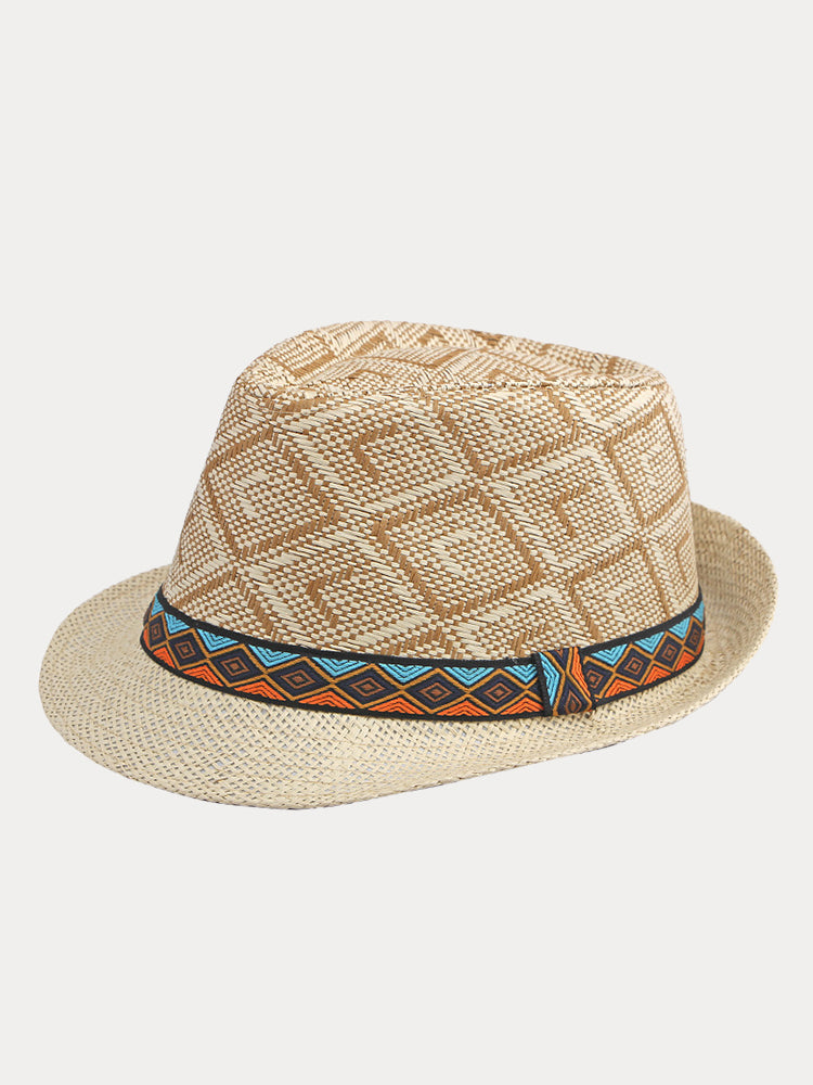 Western Cowboy Straw Sunshade Fedora Hat - PAT4