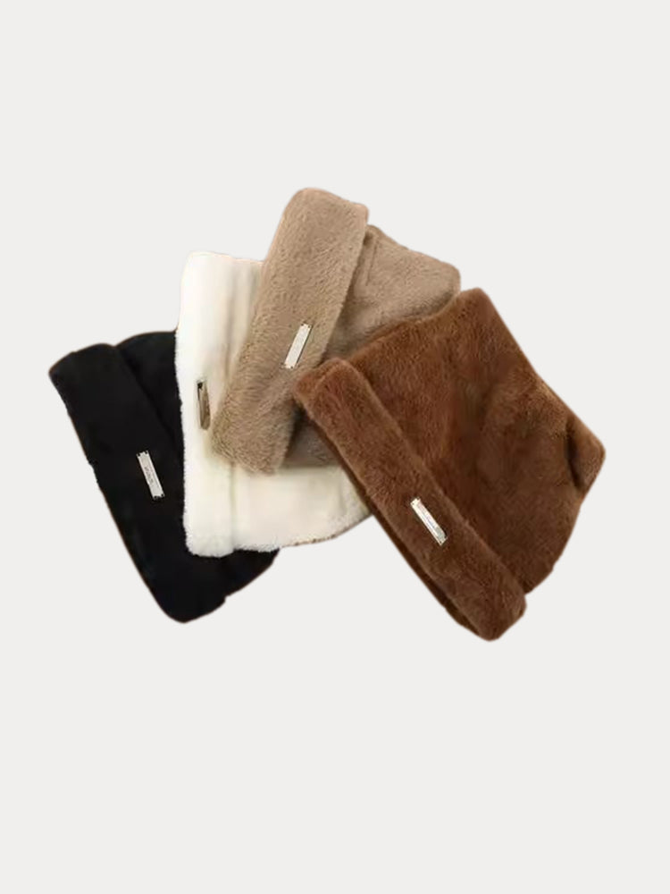 Soft Warm Cat Ear Shape Knit Beanie - Black