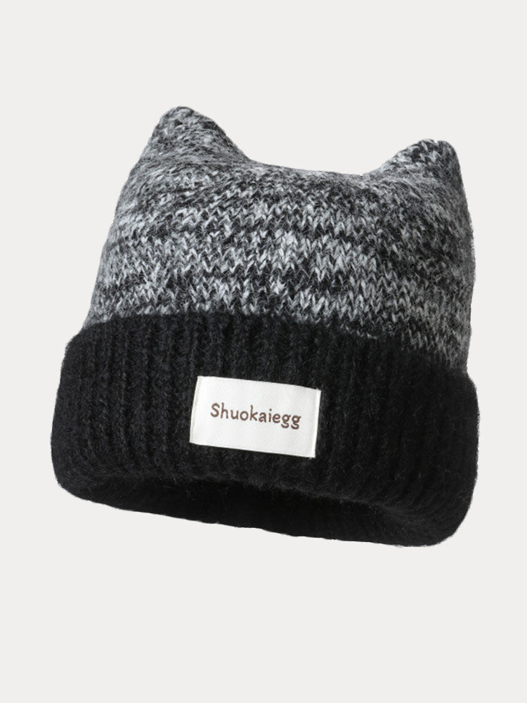 Trendy Soft Plush Meowing Beanie - Black