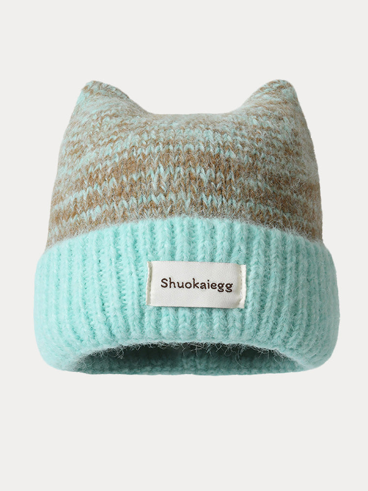 Trendy Soft Plush Meowing Beanie - Green