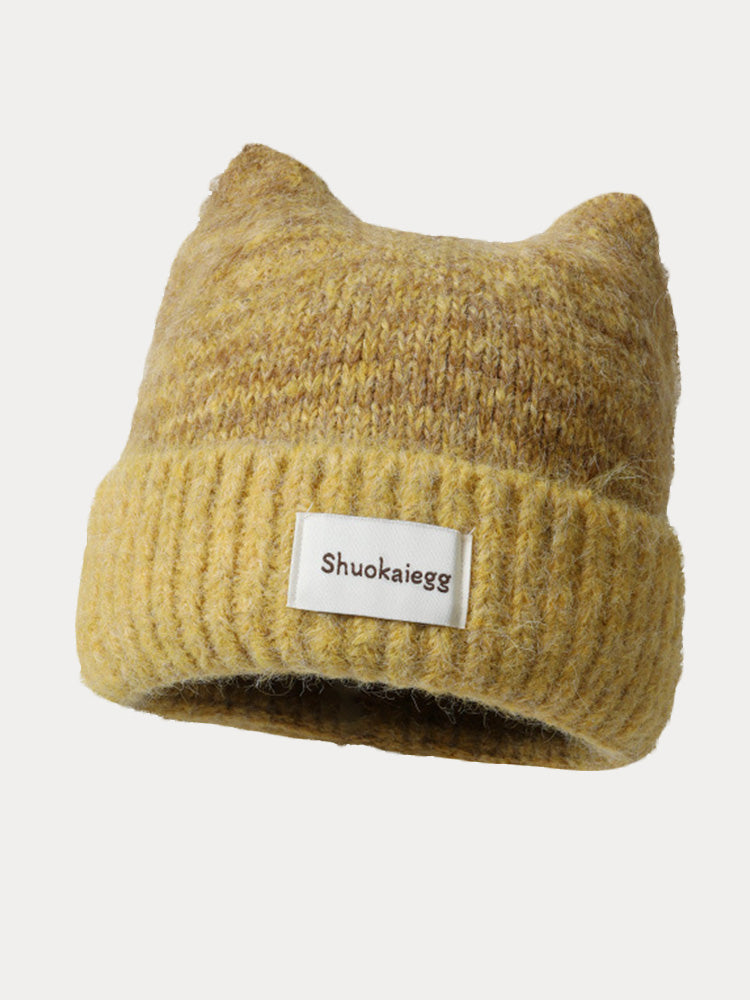 Trendy Soft Plush Meowing Beanie - Yellow