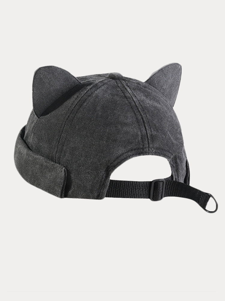 Stylish Meow Earflap Cap - Black