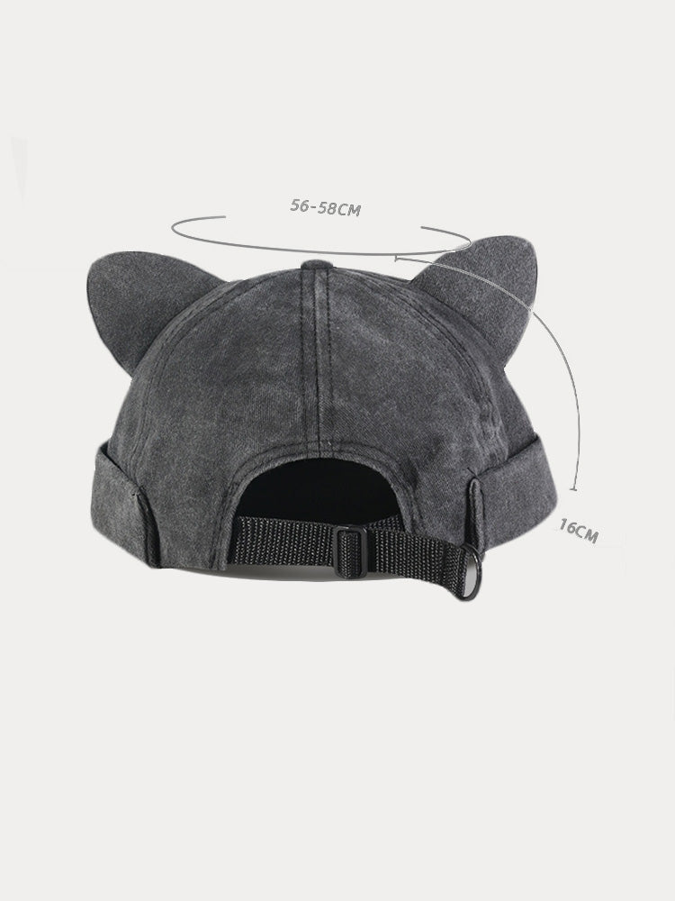 Stylish Meow Earflap Cap - Black