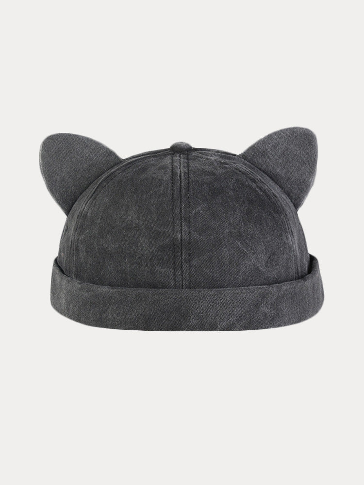 Stylish Meow Earflap Cap - Black