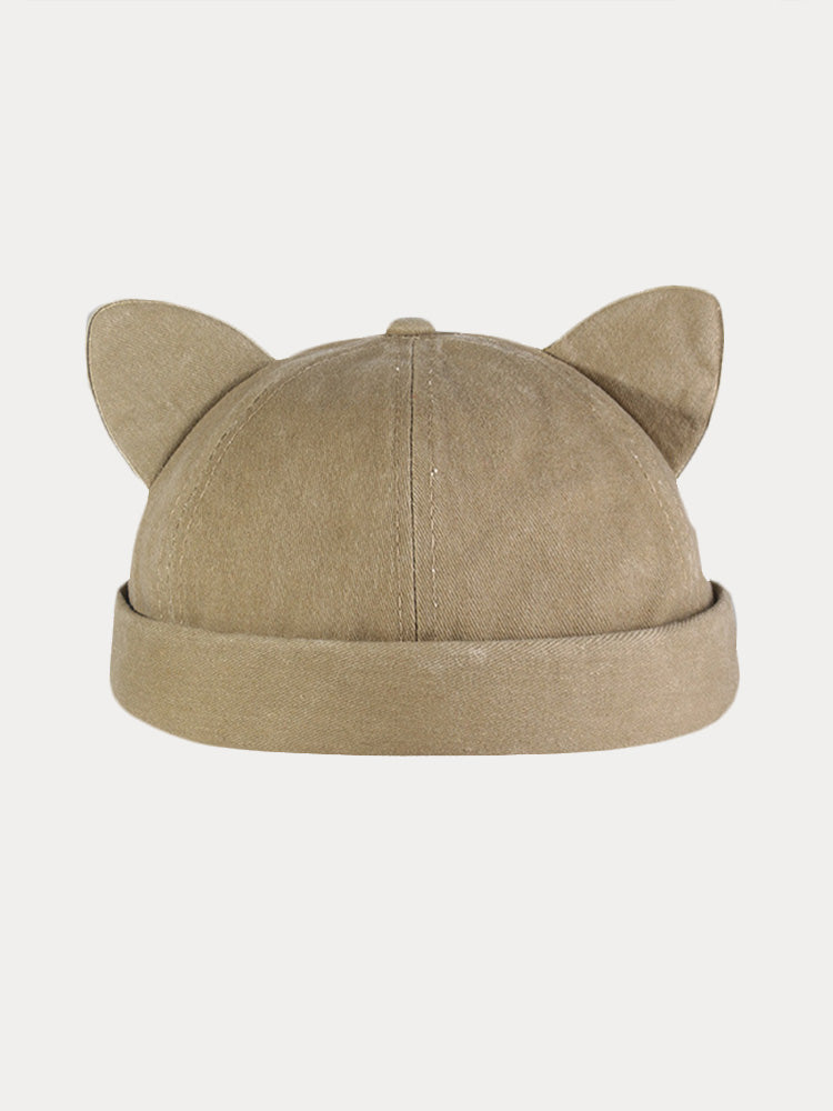 Stylish Meow Earflap Cap - Khaki