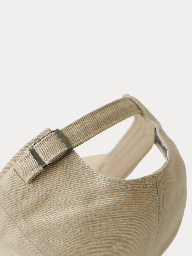 Casual Embroidered Sausage Dog Cotton Baseball Cap - Beige
