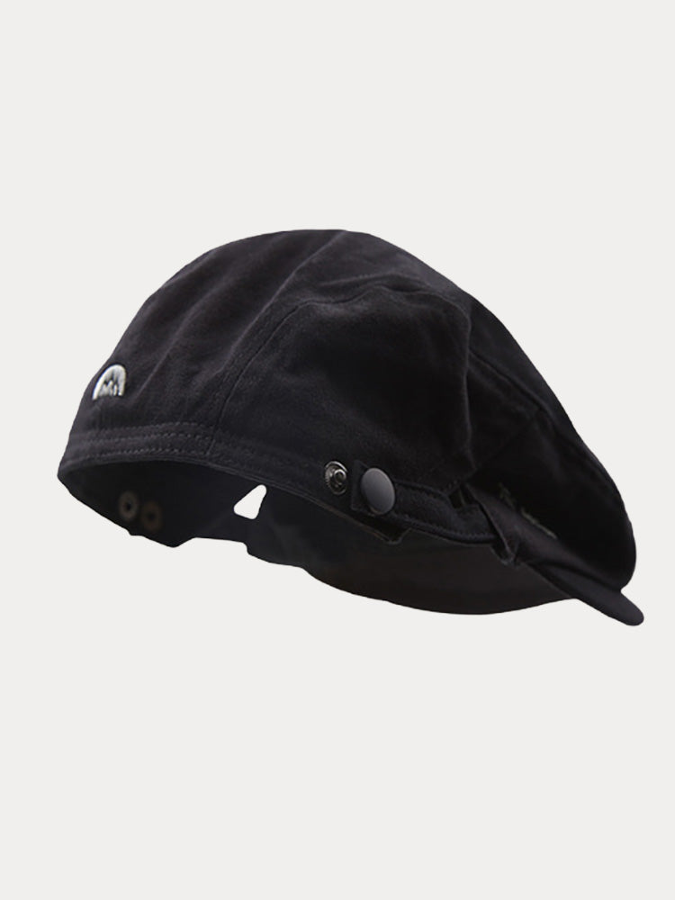 Summer Breathable Cotton Reverse Wearing Beret Cap - Black