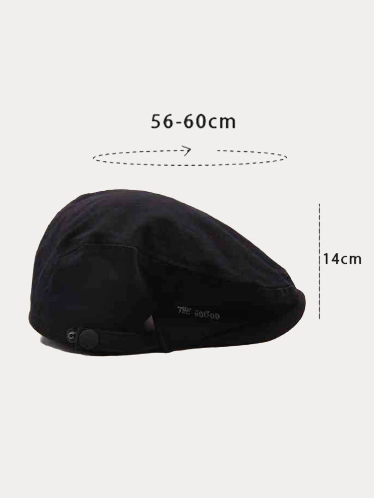 Summer Breathable Cotton Reverse Wearing Beret Cap - Black