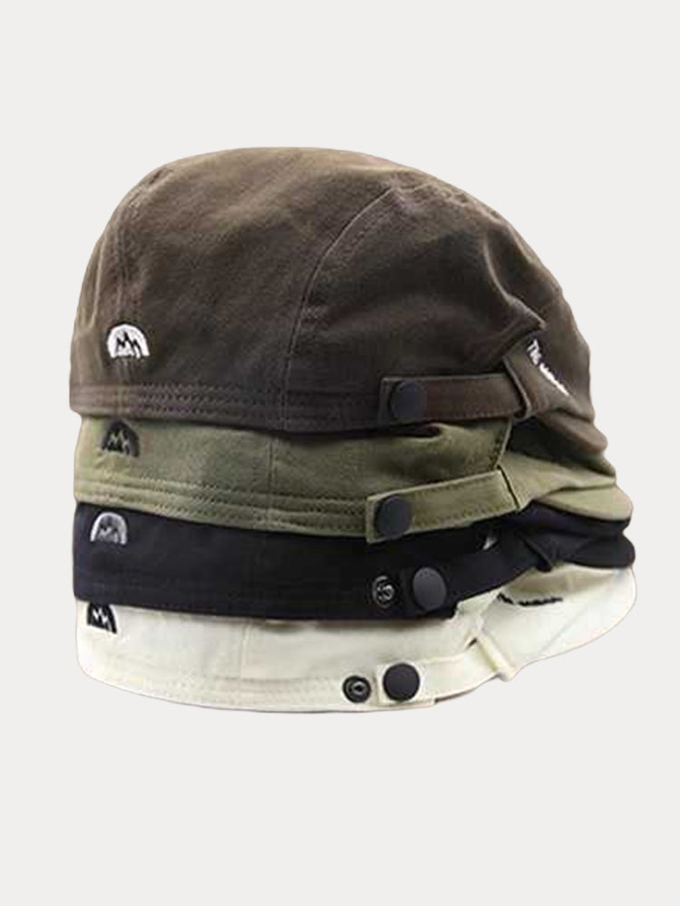 Summer Breathable Cotton Reverse Wearing Beret Cap - Brown