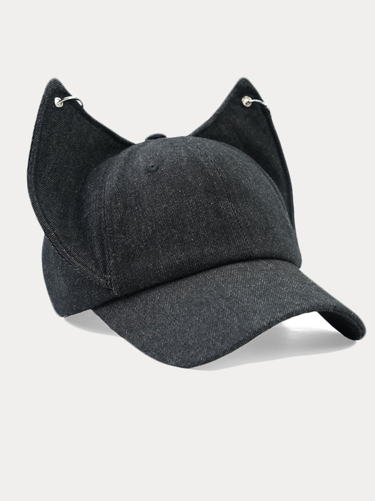 Trendy Adjustable Fox Ears Baseball Cap - Black