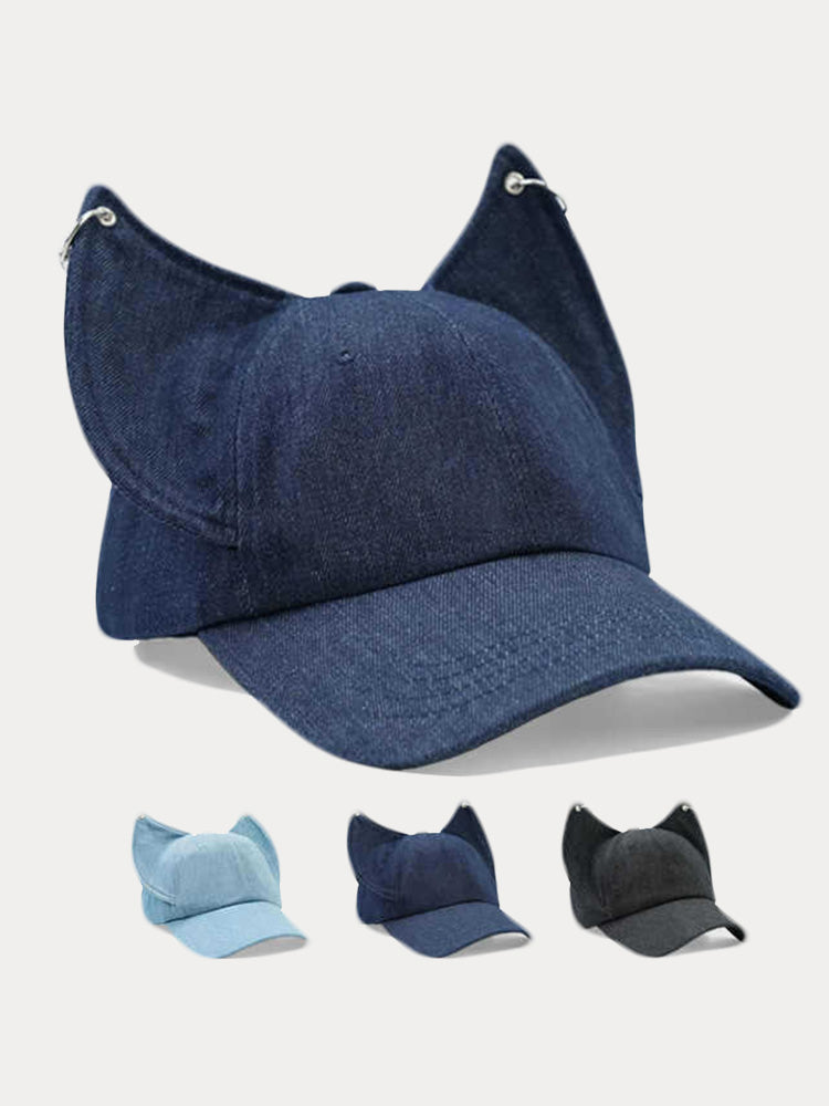 Trendy Adjustable Fox Ears Baseball Cap - Navy Blue