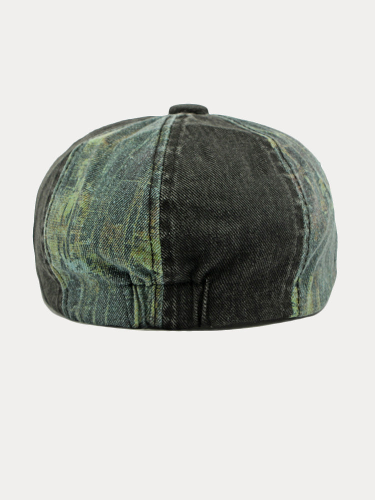 Bicolor Patchwork Washed Cotton Newsboy Cap - PAT1