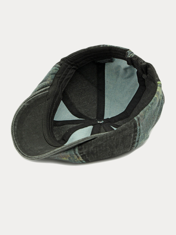 Bicolor Patchwork Washed Cotton Newsboy Cap - PAT1