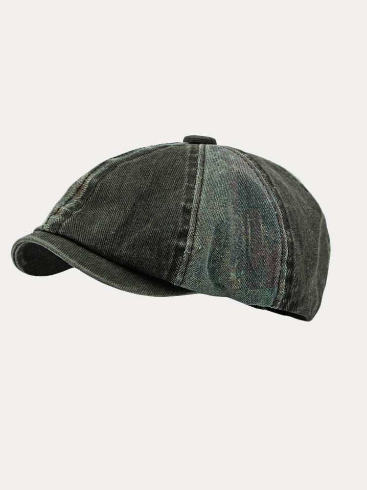Bicolor Patchwork Washed Cotton Newsboy Cap - PAT1