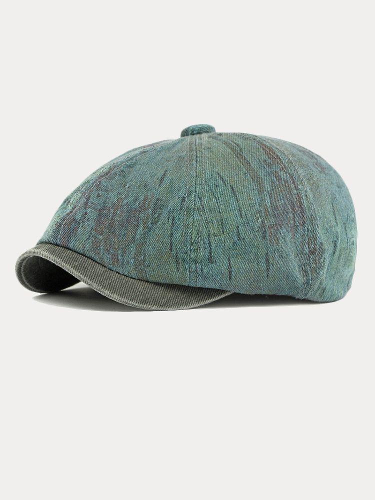 Bicolor Patchwork Washed Cotton Newsboy Cap - PAT4