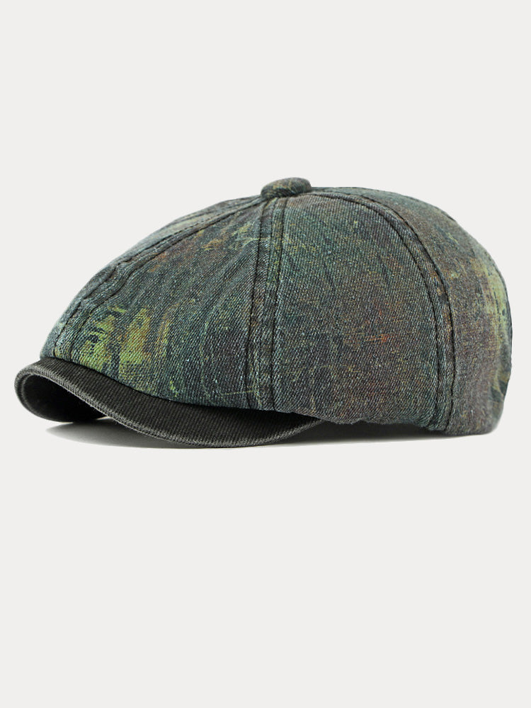Bicolor Patchwork Washed Cotton Newsboy Cap - PAT6