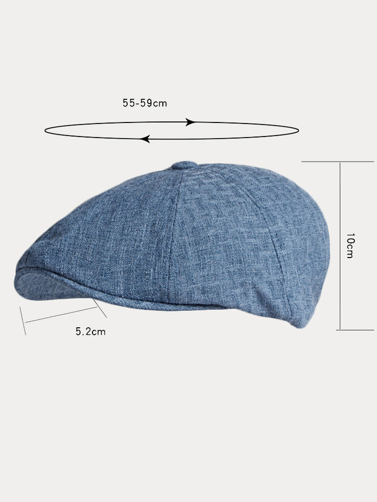 Casual Breathable 100% Cotton Newsboy Cap - Blue
