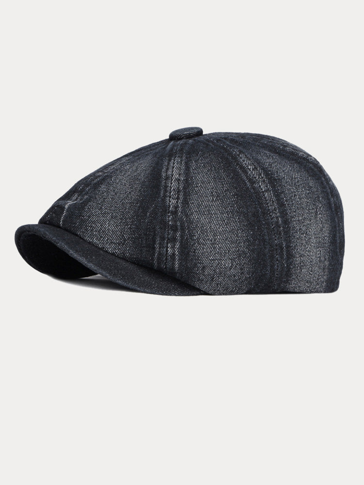 Esthetic Denim Newsboy Cap - Black