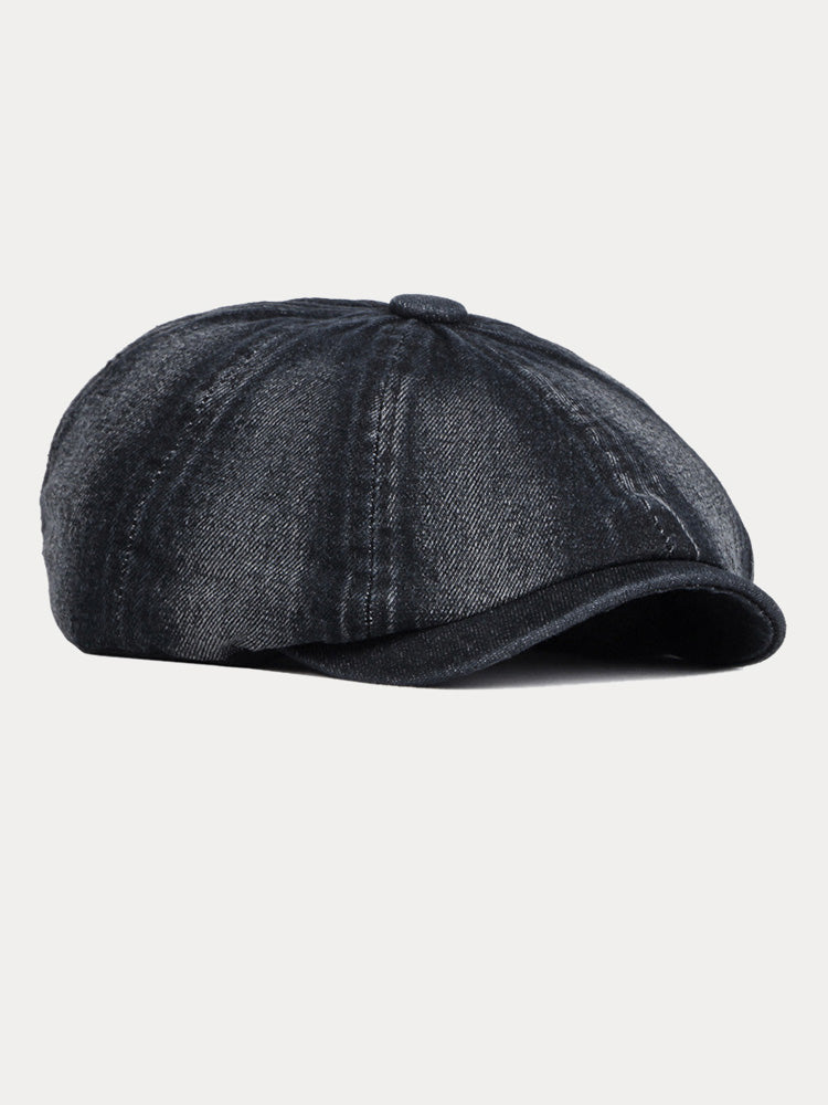 Esthetic Denim Newsboy Cap - Black