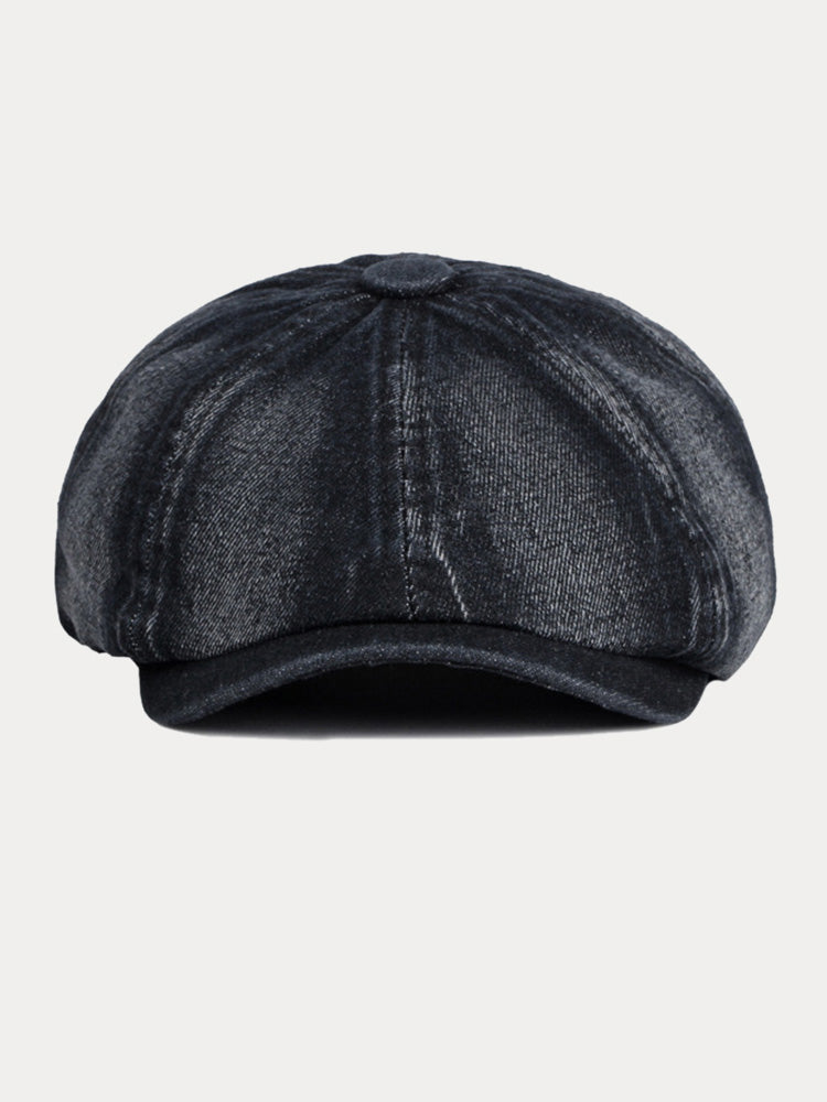 Esthetic Denim Newsboy Cap - Black