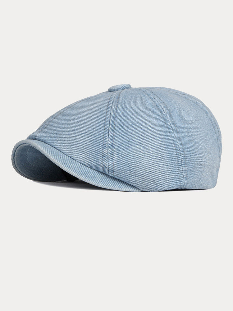 Esthetic Denim Newsboy Cap - Clear Blue