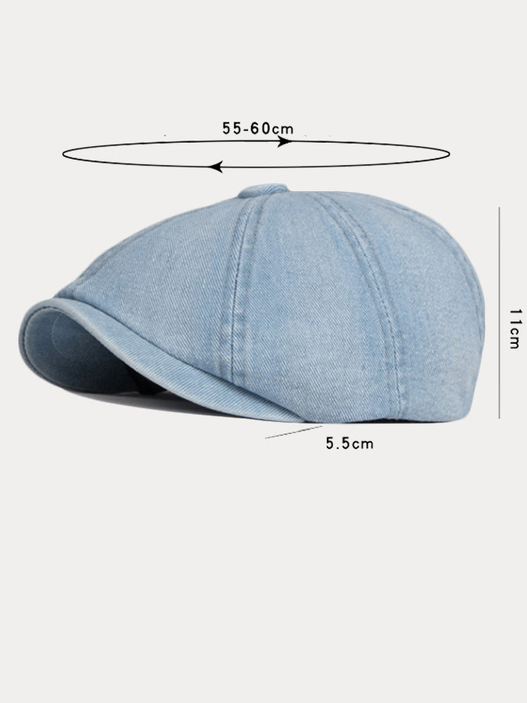 Esthetic Denim Newsboy Cap - Clear Blue