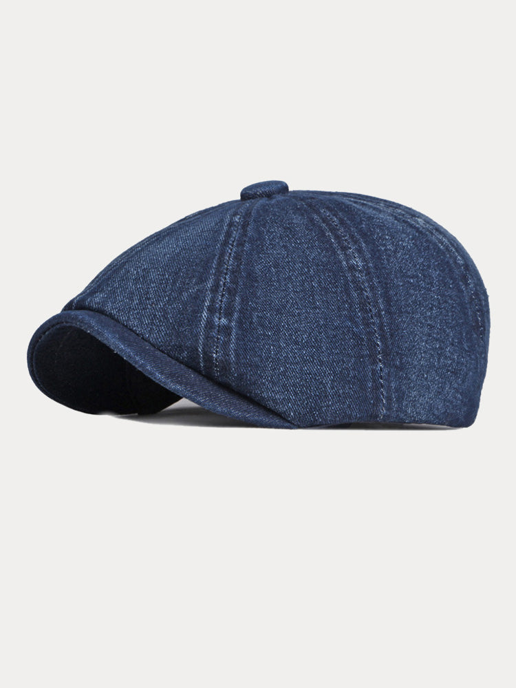 Esthetic Denim Newsboy Cap - Dark Blue