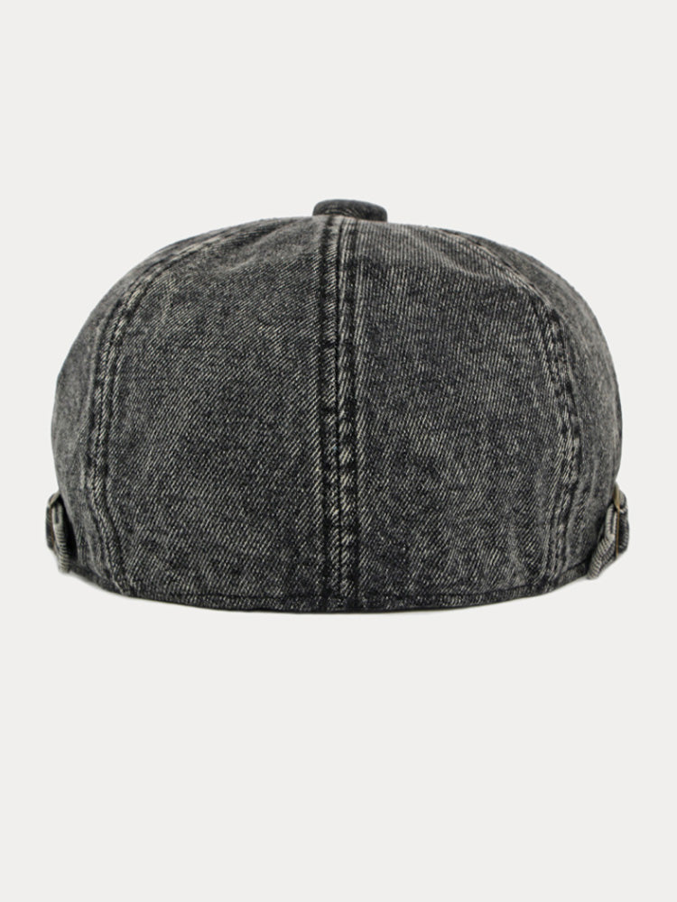 Fashion Vintage Denim Newsboy Cap - Black