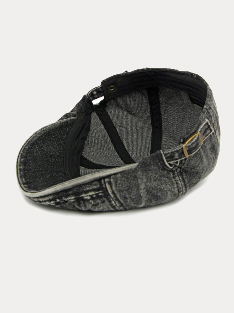 Fashion Vintage Denim Newsboy Cap - Black