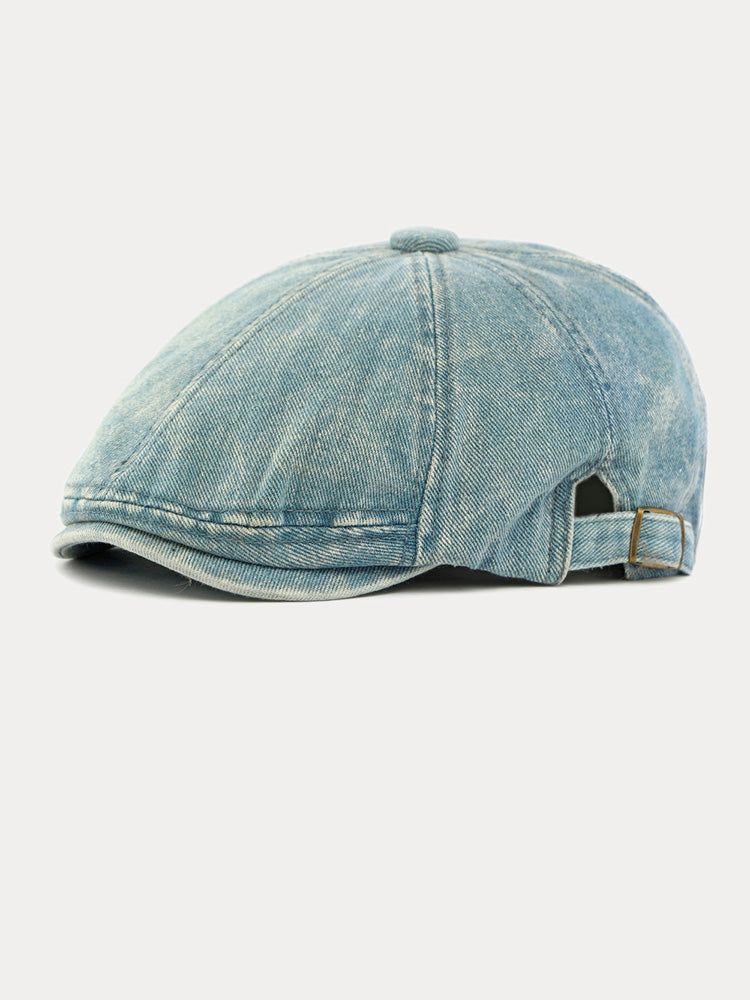Fashion Vintage Denim Newsboy Cap - Blue
