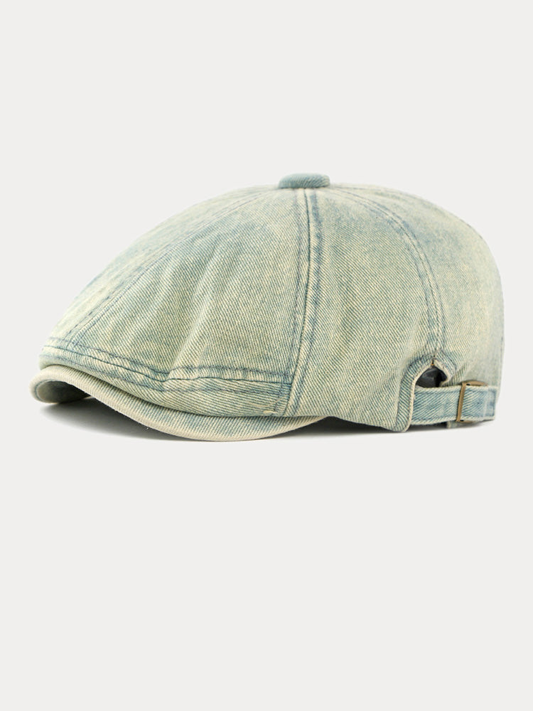 Fashion Vintage Denim Newsboy Cap - Clear Blue