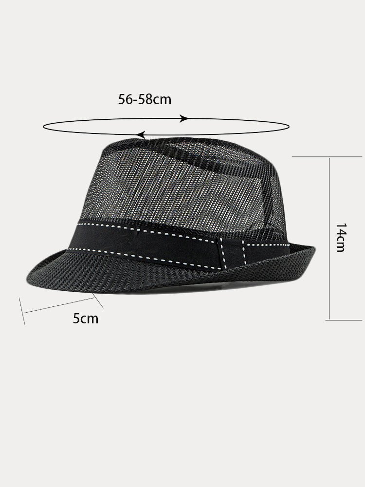 Casual Summer Breathable Mesh Cotton Fedora Hat - Black