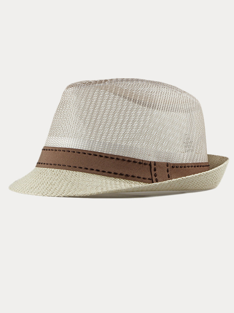 Casual Summer Breathable Mesh Cotton Fedora Hat - Beige