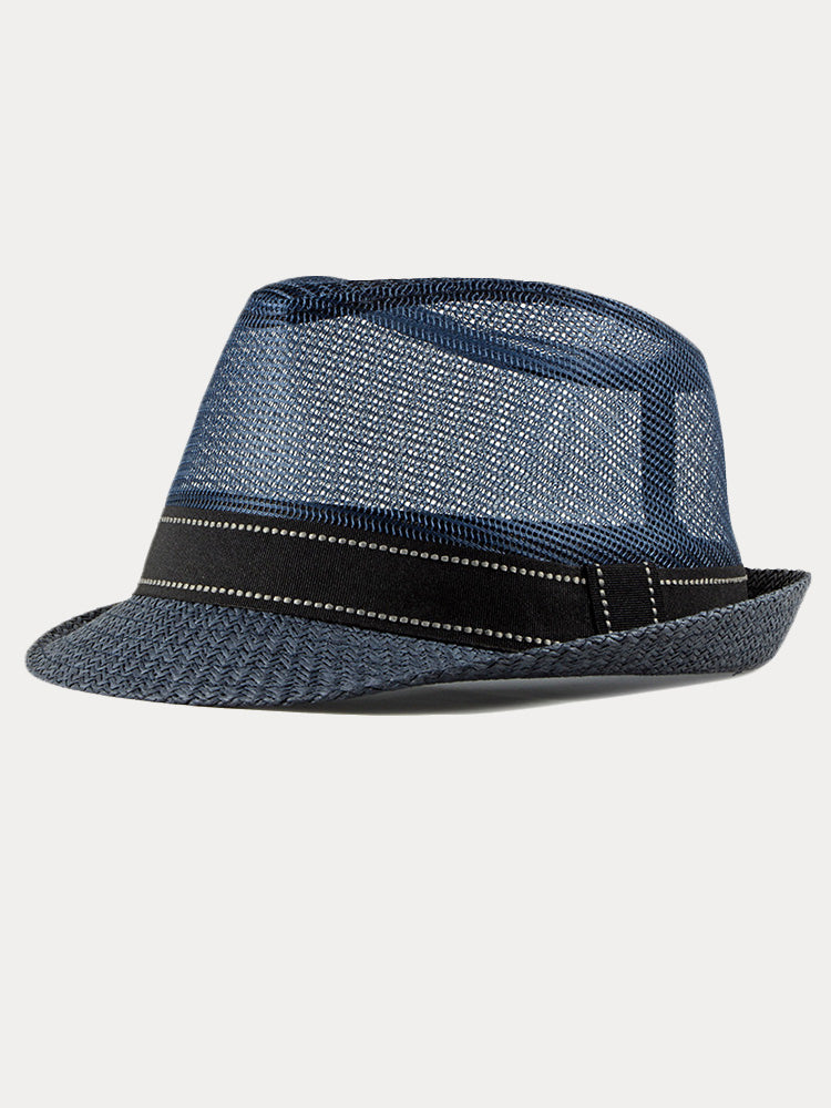 Casual Summer Breathable Mesh Cotton Fedora Hat - Blue