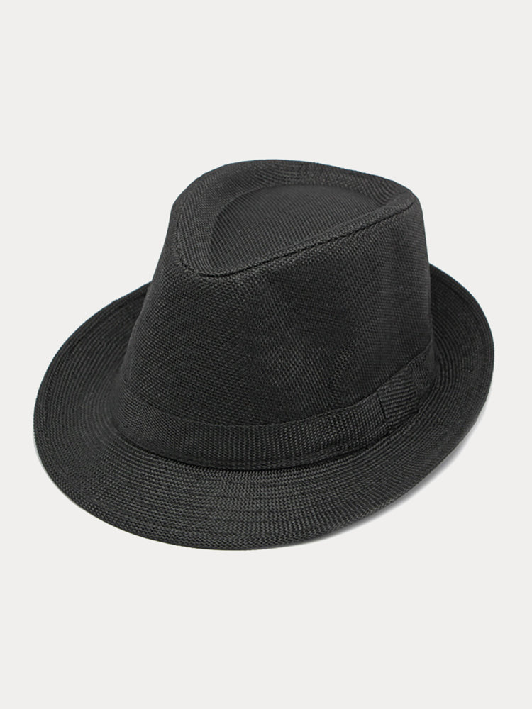 Beach Sun Protection 100% Cotton Fedora Hat - Black