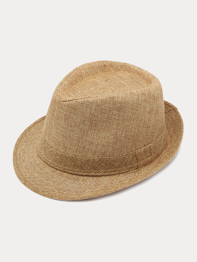 Beach Sun Protection 100% Cotton Fedora Hat - Khaki