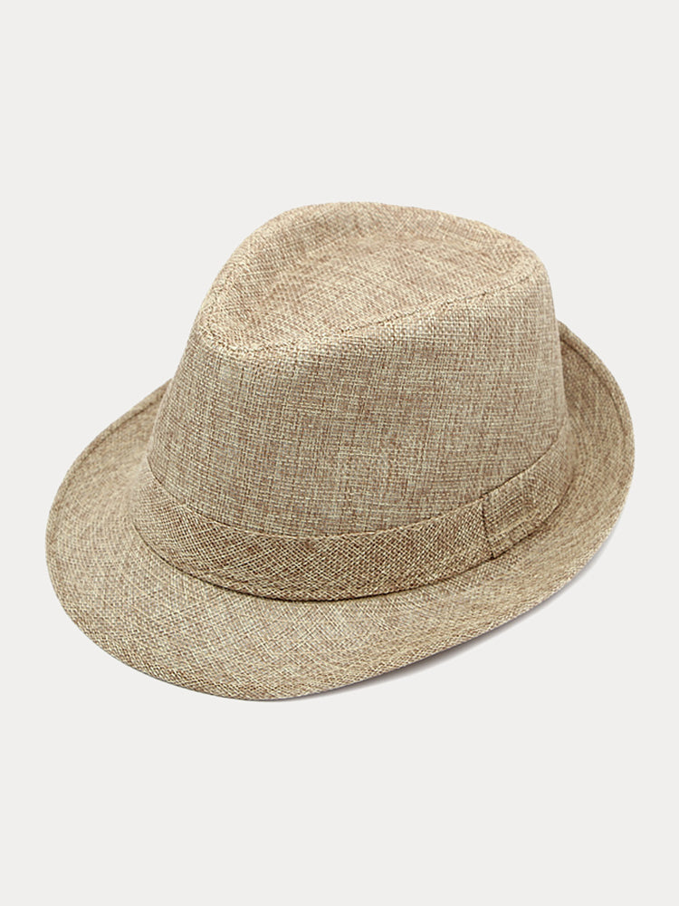 Beach Sun Protection 100% Cotton Fedora Hat - Light Khaki