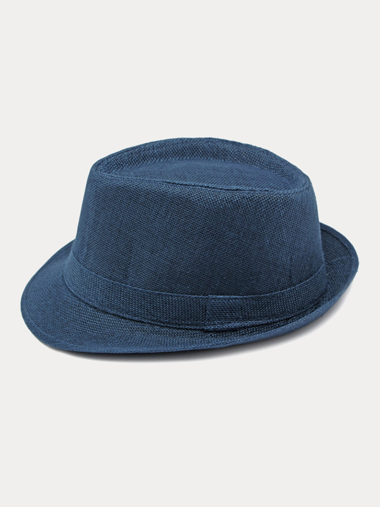 Beach Sun Protection 100% Cotton Fedora Hat - Navy Blue