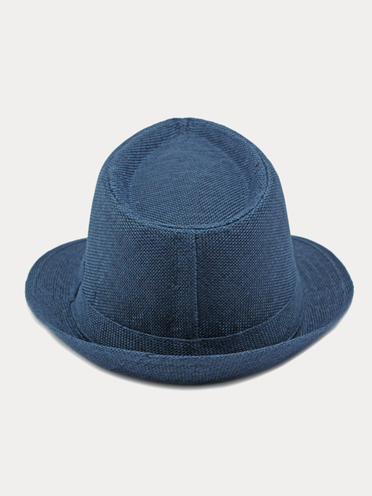 Beach Sun Protection 100% Cotton Fedora Hat - Navy Blue