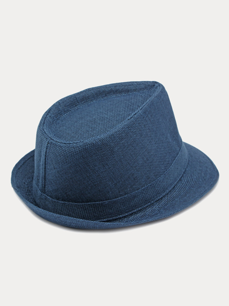 Beach Sun Protection 100% Cotton Fedora Hat - Navy Blue