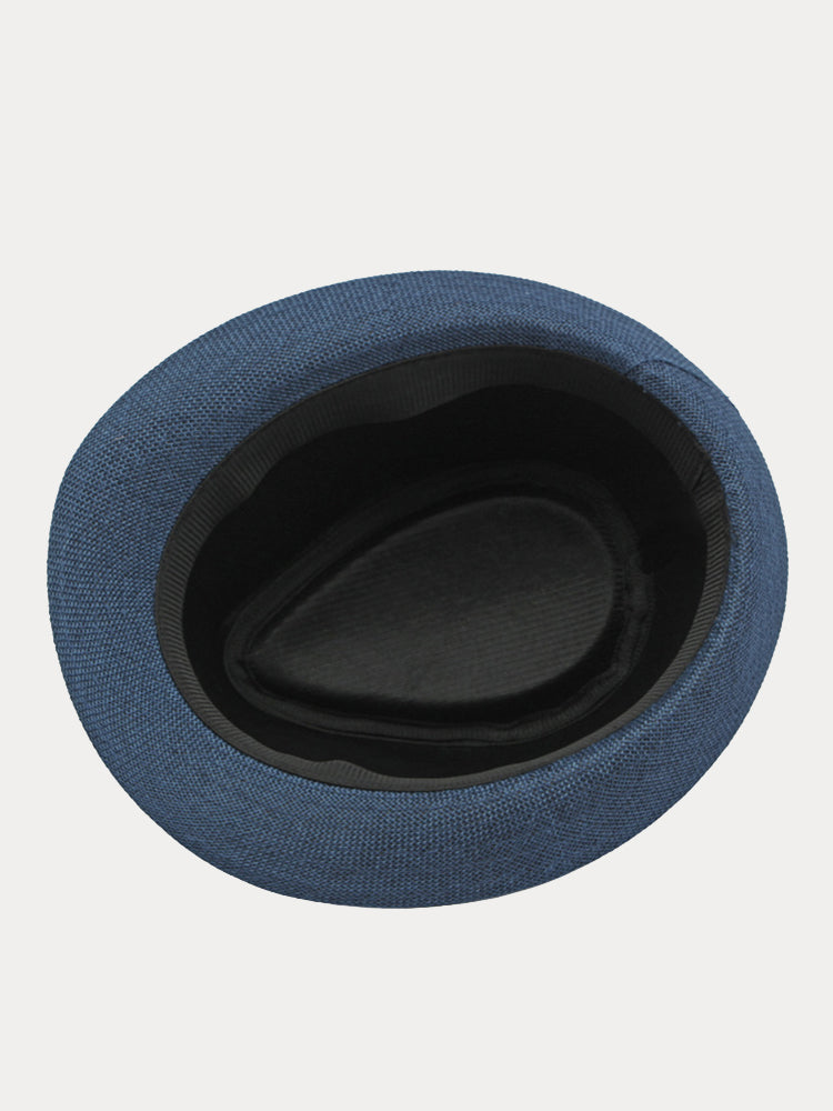 Beach Sun Protection 100% Cotton Fedora Hat - Navy Blue