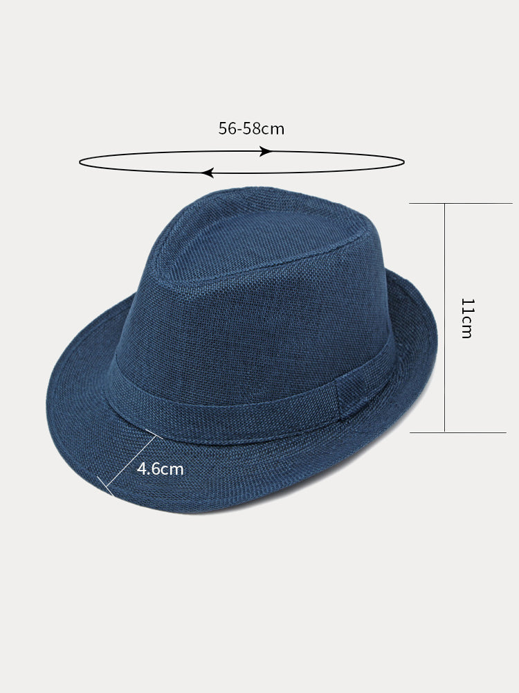 Beach Sun Protection 100% Cotton Fedora Hat - Navy Blue