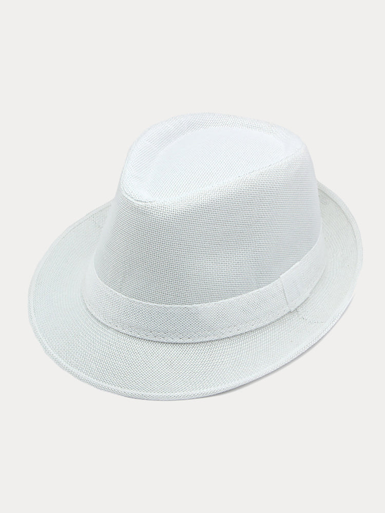 Beach Sun Protection 100% Cotton Fedora Hat - White