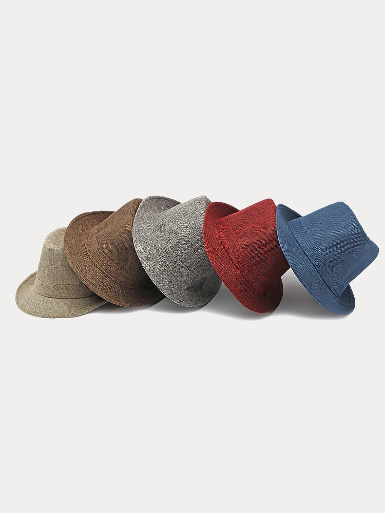 Beach Sun Protection 100% Cotton Fedora Hat - Wine Red