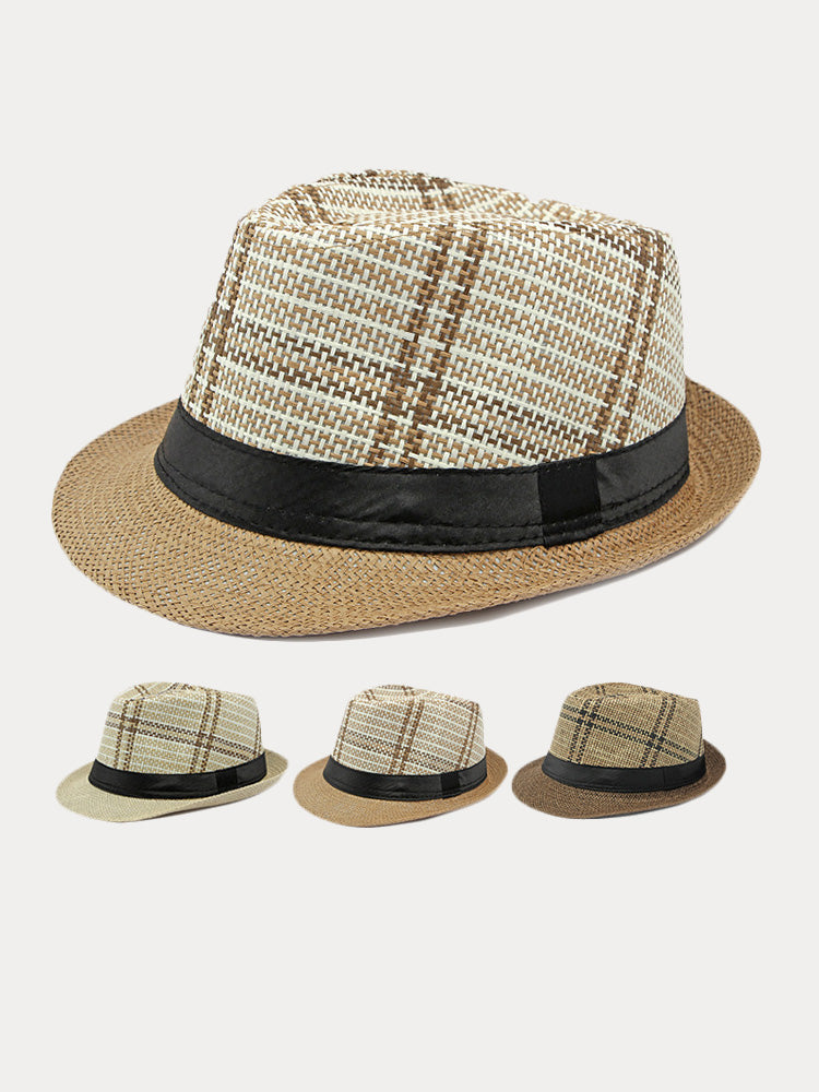 Vintage Sun Protection Fedora Hat - Khaki