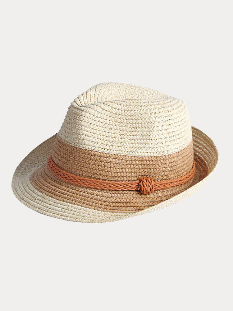 Foldable Sun Protection 100% Cotton Fedora Hat - Beige