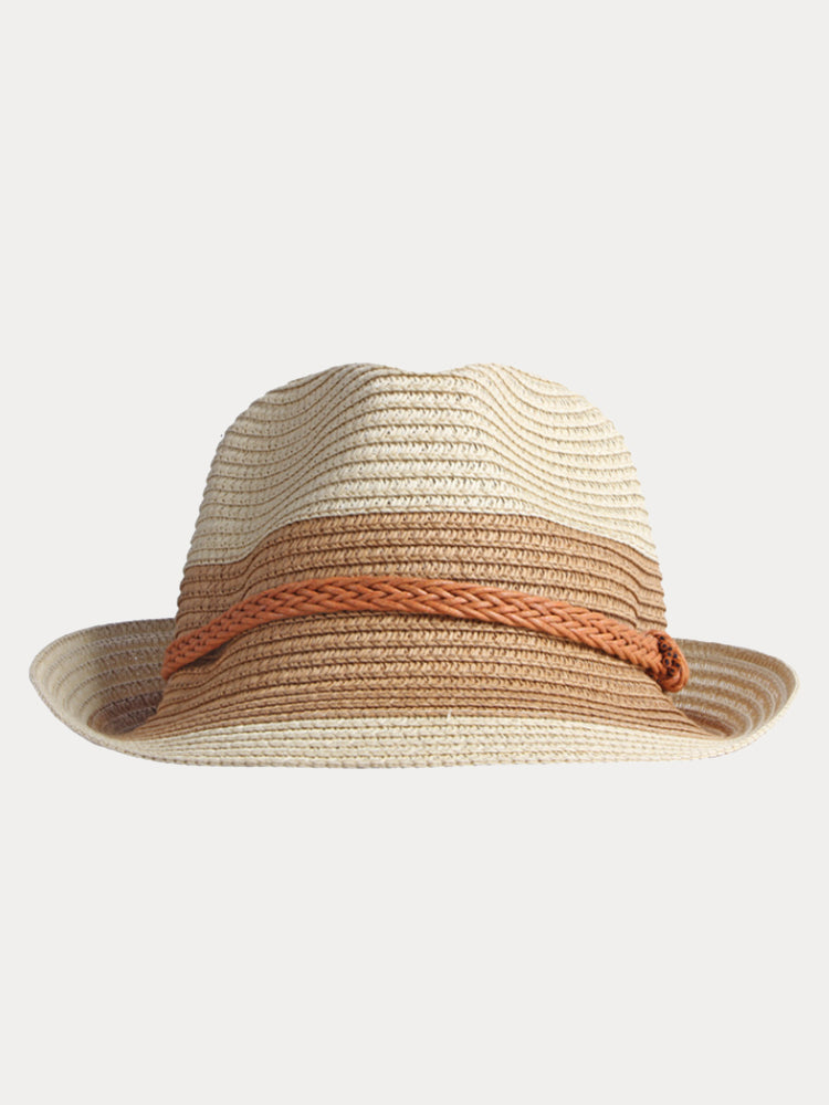 Foldable Sun Protection 100% Cotton Fedora Hat - Beige