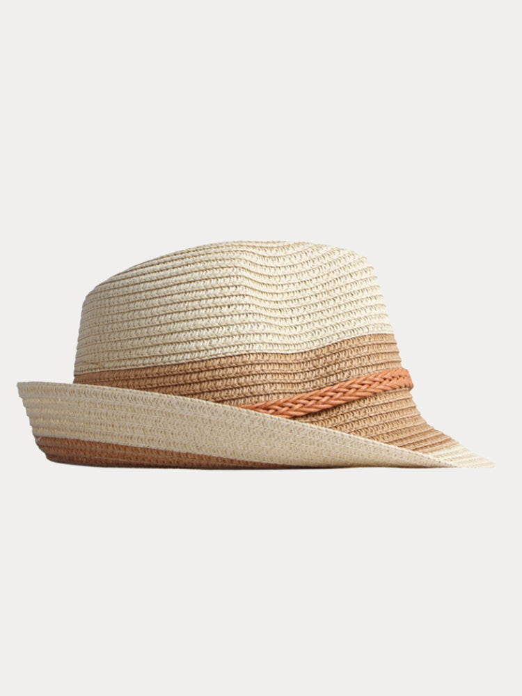 Foldable Sun Protection 100% Cotton Fedora Hat - Beige