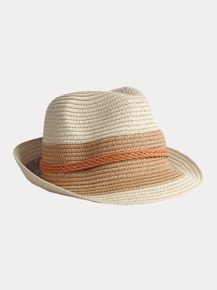 Foldable Sun Protection 100% Cotton Fedora Hat - Beige
